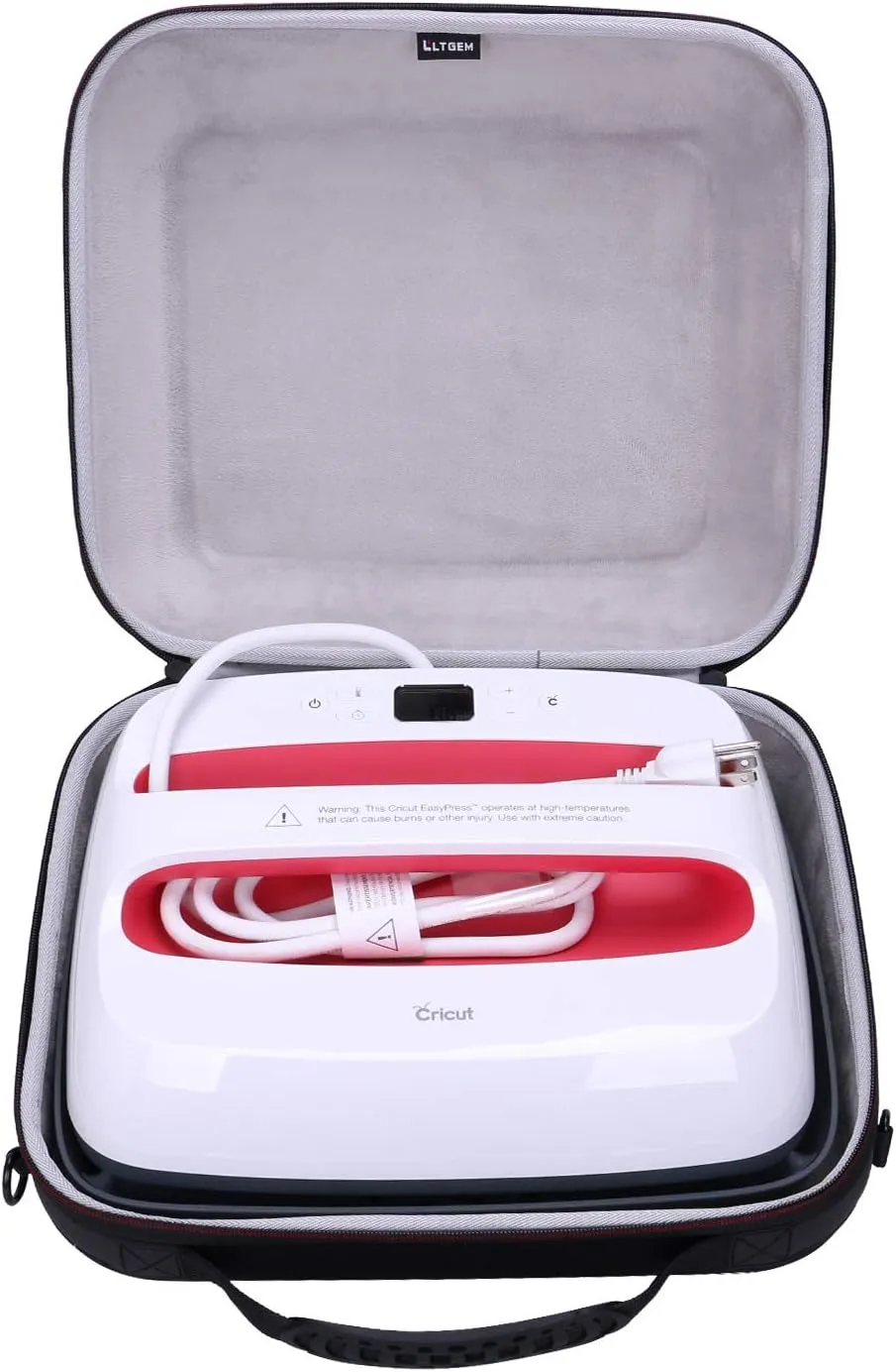 LTGEM Case Compatible with Cricut EasyPress 2/3 Smart Heat Press Machine(12"x10"), Black Gray