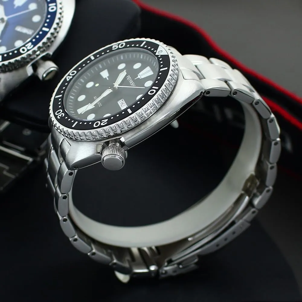 Luxury Diving Abalone Mechanical Wristwatch Stainless Steel Spiral Crown Waterproof Watches for NH35 Movement