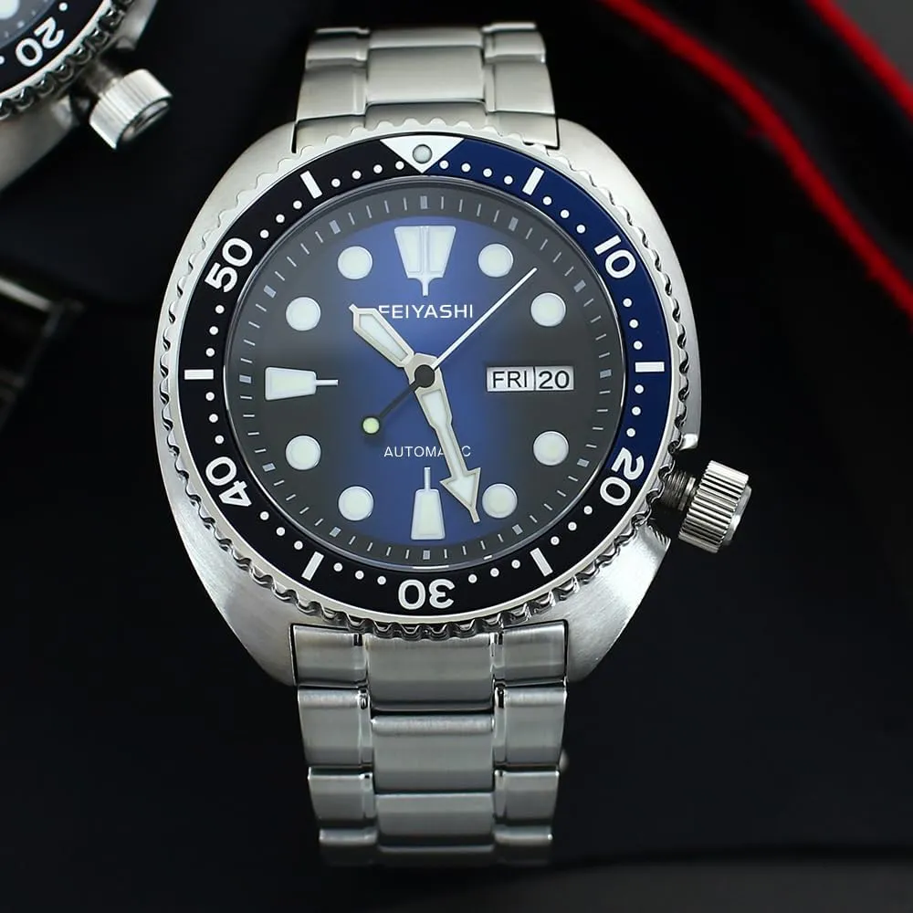 Luxury Diving Abalone Mechanical Wristwatch Stainless Steel Spiral Crown Waterproof Watches for NH35 Movement