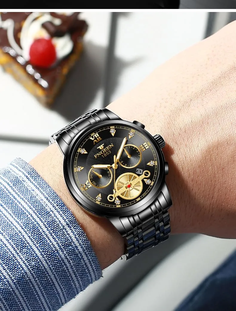 Luxury Man Wristwatch Waterproof Luminous Chronograph Watch for Men Stainless Steel Men's Quartz Watches