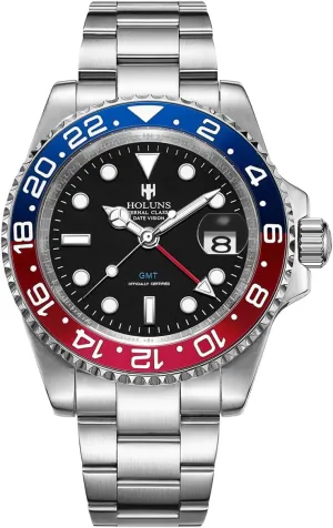 Luxury Men's GMT Automatic Watch Sapphire Waterproof Stainless Steel Luminous Business Watch