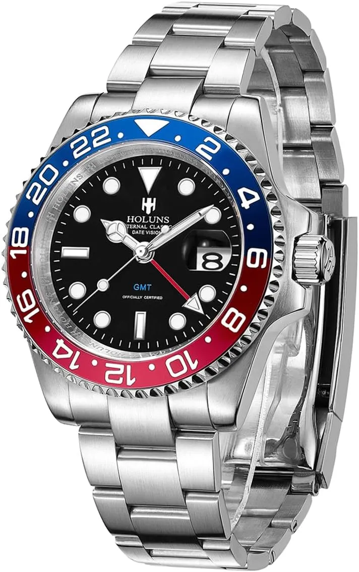 Luxury Men's GMT Automatic Watch Sapphire Waterproof Stainless Steel Luminous Business Watch