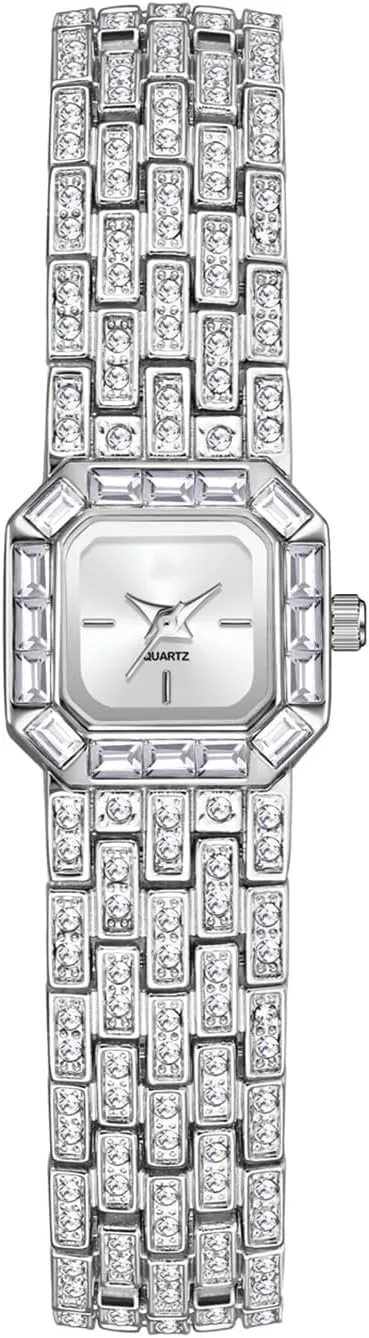 Luxury Women's Watches Ladies Quartz Square Diamond Bracelet Stainless Steel Waterproof Small Gold Dress Watches Gifts for Women
