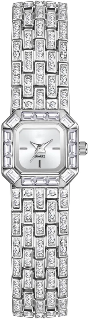 Luxury Women's Watches Ladies Quartz Square Diamond Bracelet Stainless Steel Waterproof Small Gold Dress Watches Gifts for Women