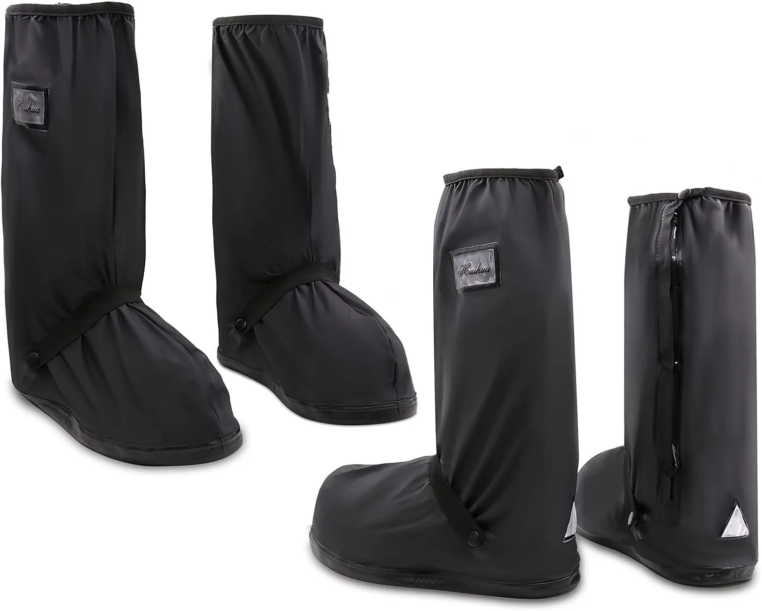 MAGICDESIGN 2 Pair Black Waterproof Shoes Covers, Motorcycle rain Gear for Men, Anti- Snow Rain Boot Covers with Reflector, Suitable for Gardening, Motorcycle, Cycling, Raining Day.