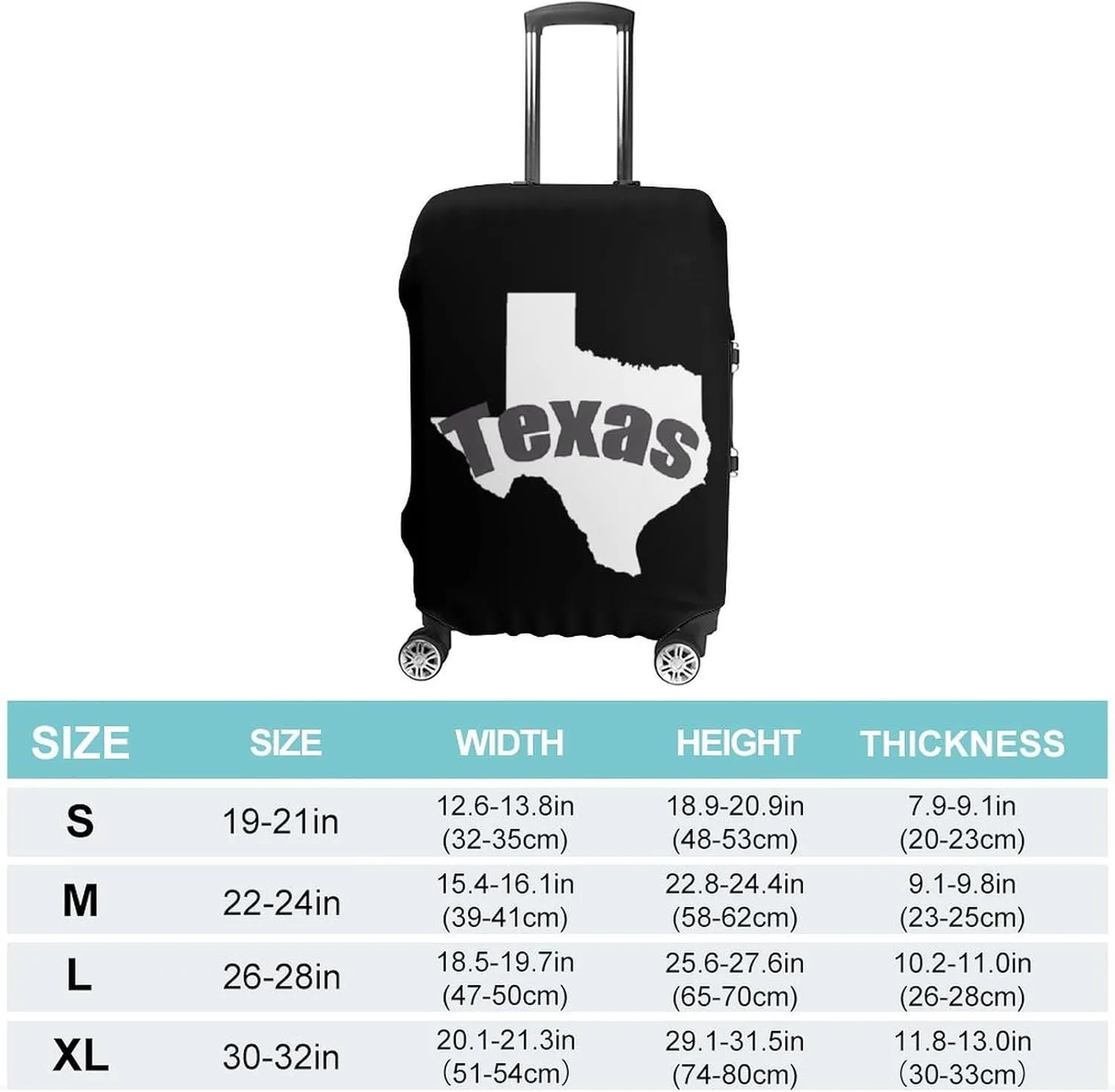 Map of Texas Protective Luggage Case Washable Suitcase Cover Travel Bag Protector