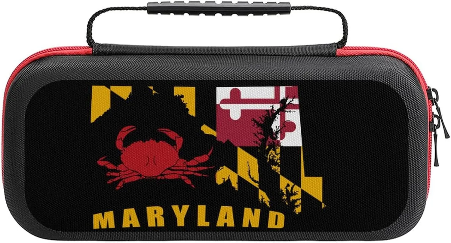 Maryland Map Crab Carrying Case Compatible with Switch/Switch OLED/Switch Lite with 20 Games Cartridges Slot