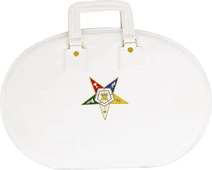 Masonic OES Chain Collar Case Soft Padded Lining With Hand Made Logo, White