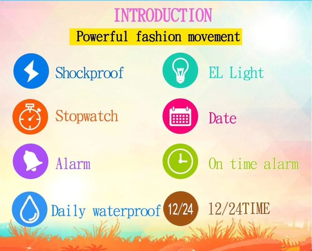 MASTOP Male and Female Digital Sports Watches Electron LED Alarm Waterproof Teenager Students Silicone Watch