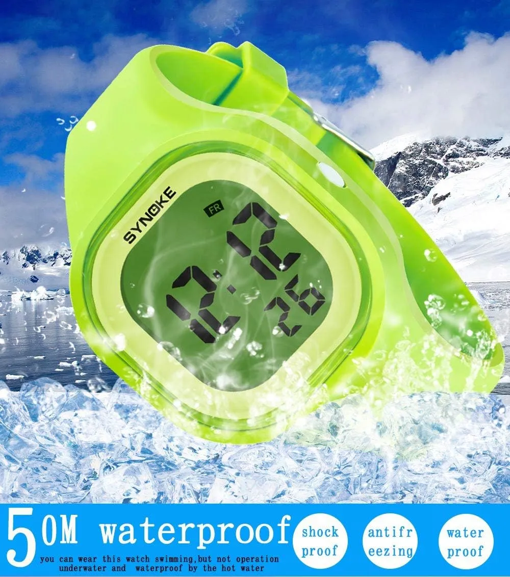 MASTOP Male and Female Digital Sports Watches Electron LED Alarm Waterproof Teenager Students Silicone Watch