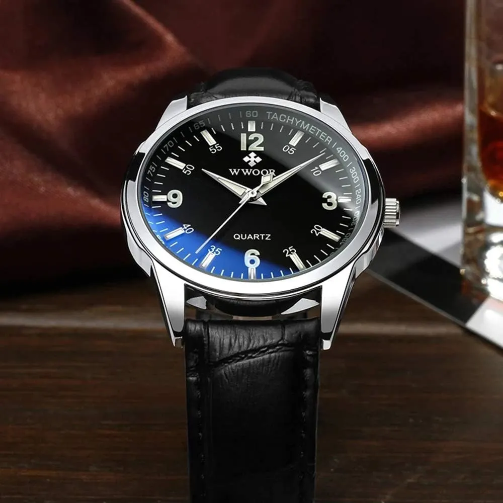 MASTOPMen's Analog Quartz Watch Brown White Leather Waterproof Classic Vintage Gents Dress Wristwatch