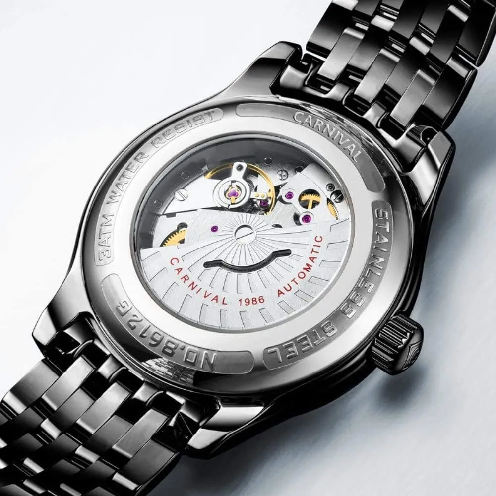 MASTOPMens Automatic Mechanical Watch Classic Automatic self Wind Watch Stainless Steel Business Analog Dress Watch