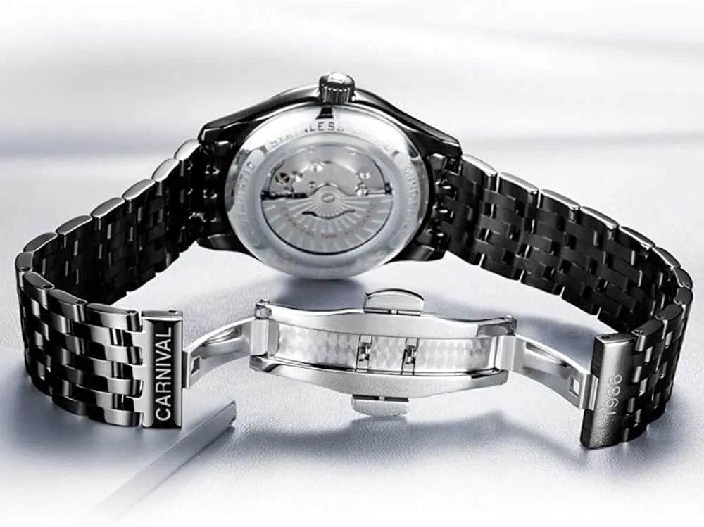 MASTOPMens Automatic Mechanical Watch Classic Automatic self Wind Watch Stainless Steel Business Analog Dress Watch