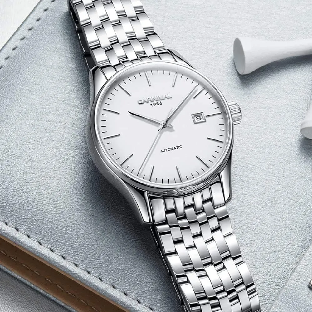 MASTOPMens Automatic Mechanical Watch Classic Automatic self Wind Watch Stainless Steel Business Analog Dress Watch