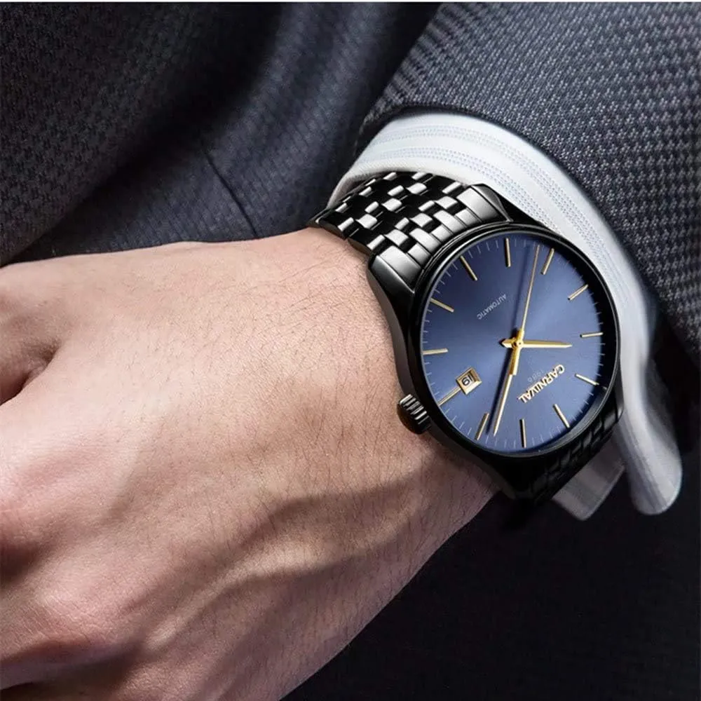 MASTOPMens Automatic Mechanical Watch Classic Automatic self Wind Watch Stainless Steel Business Analog Dress Watch