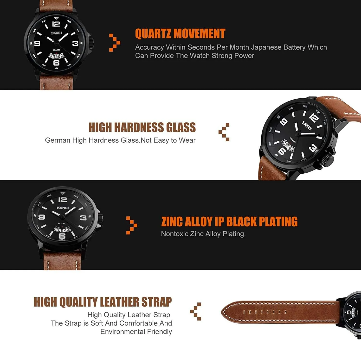 MASTOPMen's Business Quartz Watch Analog Classic Calendar Date Leather Waterproof Watch