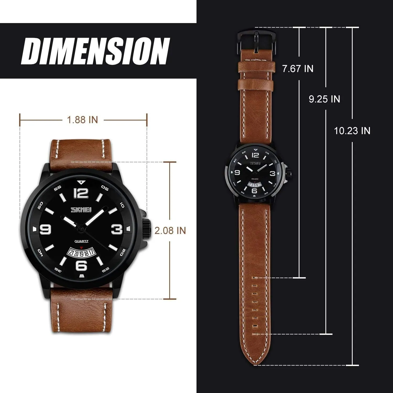 MASTOPMen's Business Quartz Watch Analog Classic Calendar Date Leather Waterproof Watch
