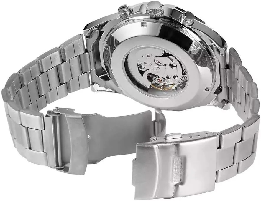 MASTOPMen's Hollow Out Mechanical Watch Automatic Analogue Wristwatch Classic Stainless Steel Men Watch