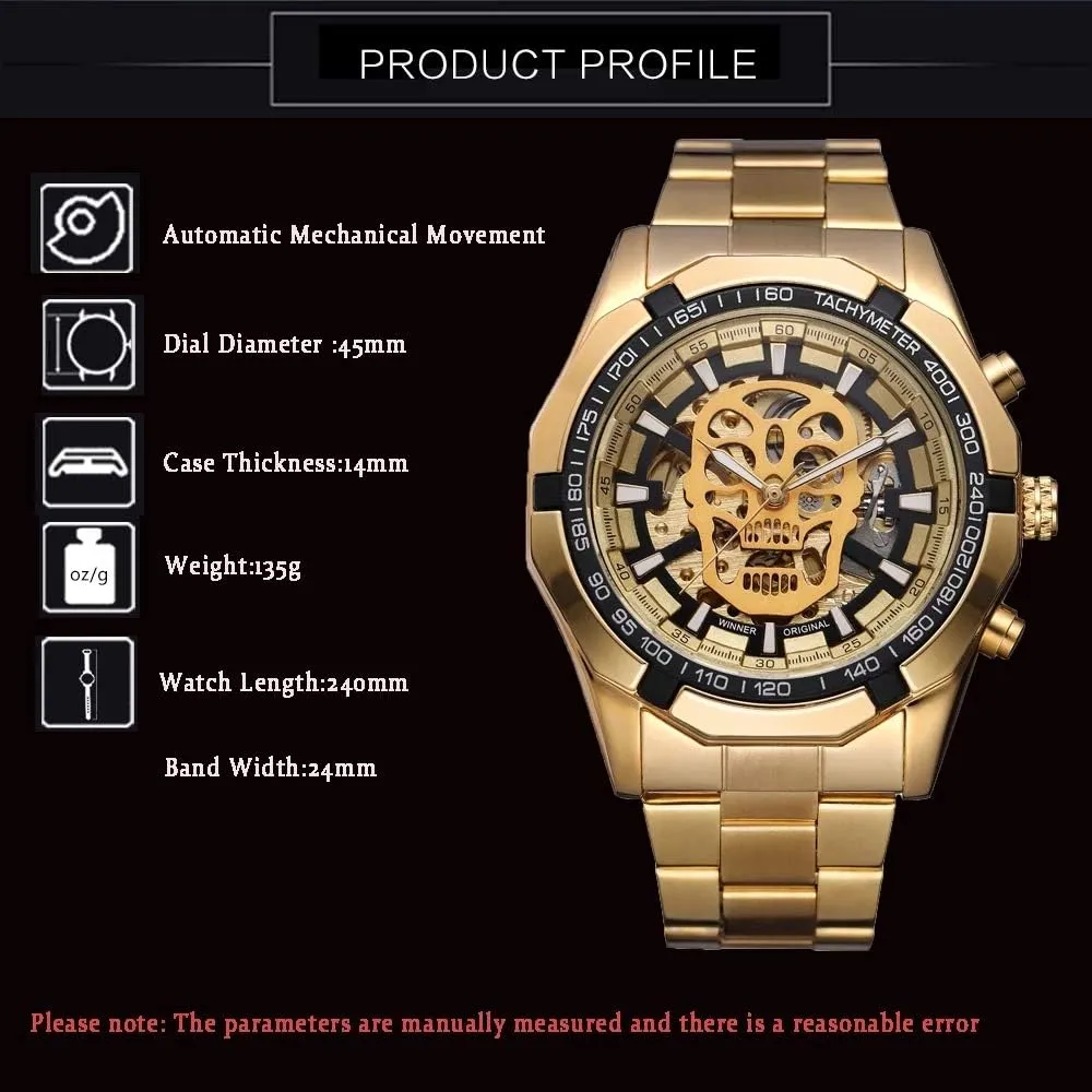 MASTOPMen's Hollow Out Mechanical Watch Automatic Analogue Wristwatch Classic Stainless Steel Men Watch