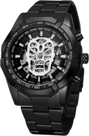 MASTOPMen's Hollow Out Mechanical Watch Automatic Analogue Wristwatch Classic Stainless Steel Men Watch