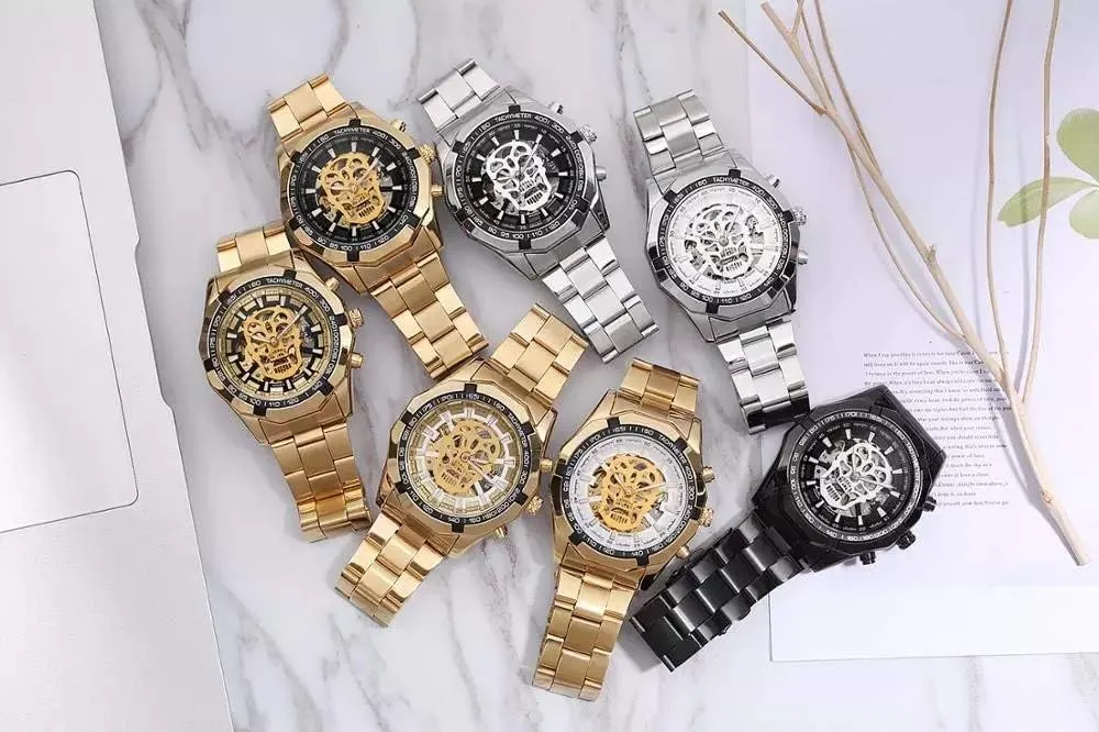 MASTOPMen's Hollow Out Mechanical Watch Automatic Analogue Wristwatch Classic Stainless Steel Men Watch