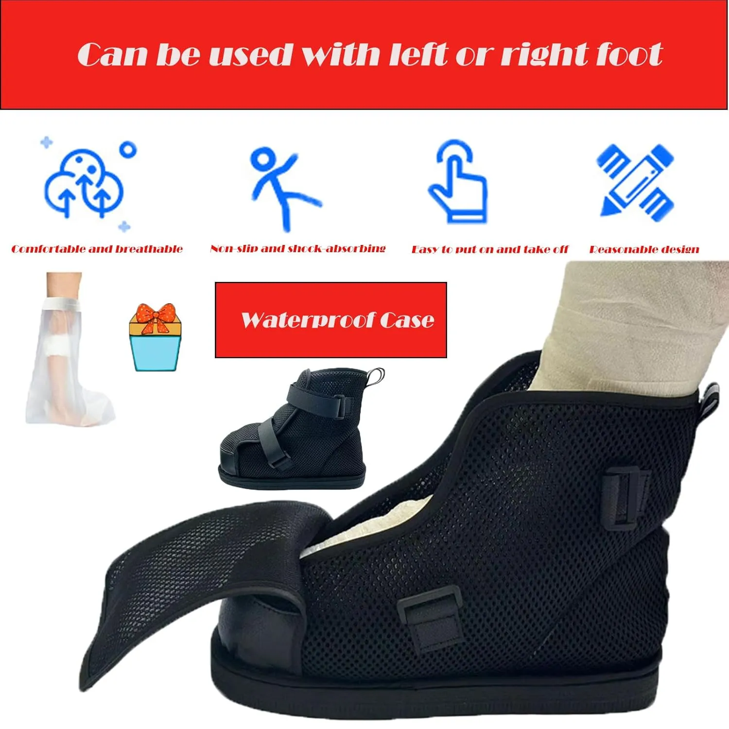 Medical boots, post-operative shoes, adjustable walking shoes orthopedic boots for foot or toe fractures, bunions or hammer toes, regardless of left or right foot(mesh-XL)
