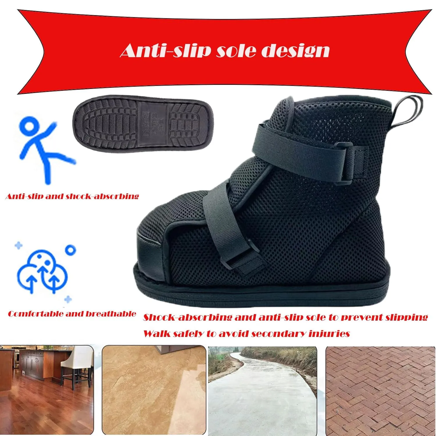 Medical boots, post-operative shoes, adjustable walking shoes orthopedic boots for foot or toe fractures, bunions or hammer toes, regardless of left or right foot(mesh-XL)