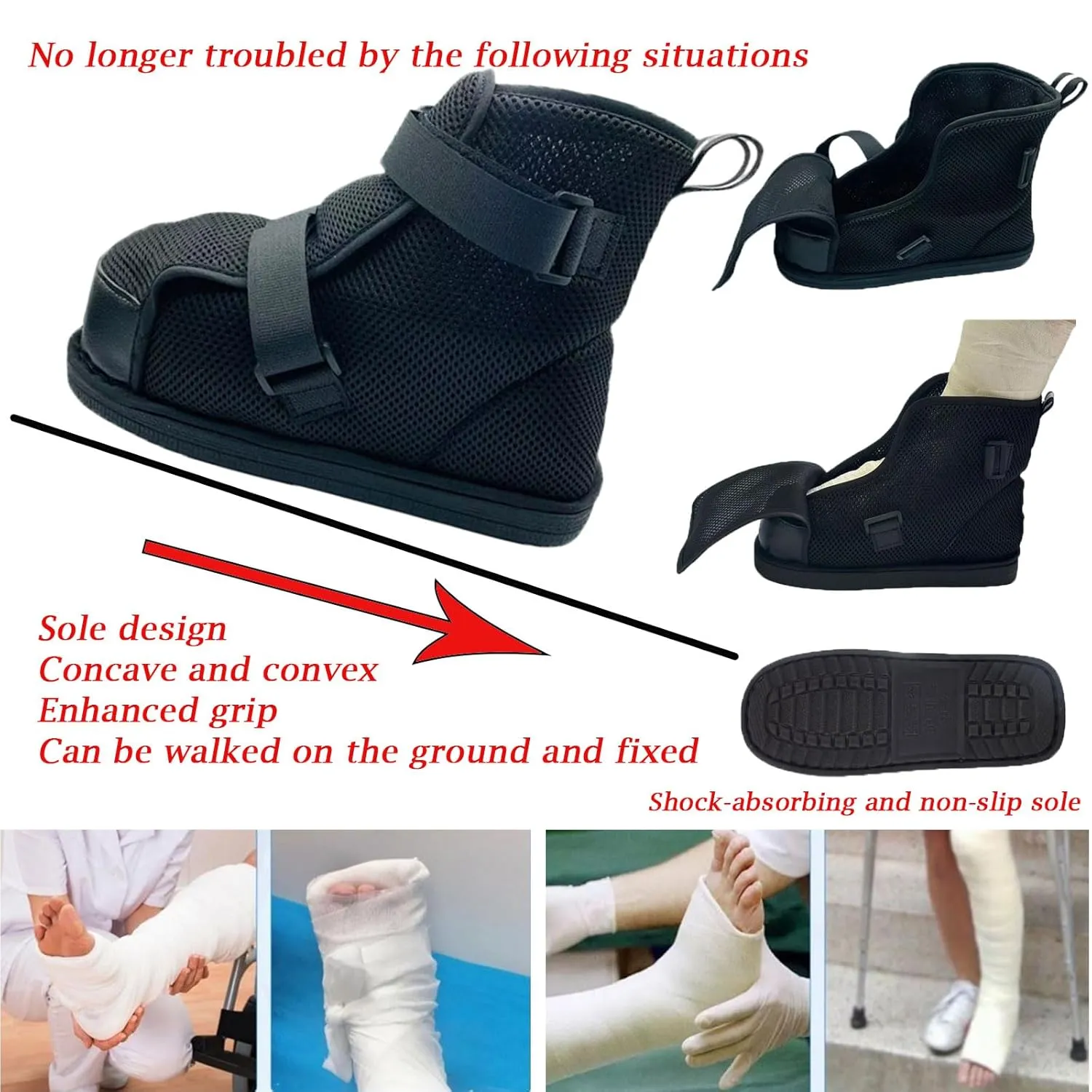 Medical boots, post-operative shoes, adjustable walking shoes orthopedic boots for foot or toe fractures, bunions or hammer toes, regardless of left or right foot(mesh-XL)