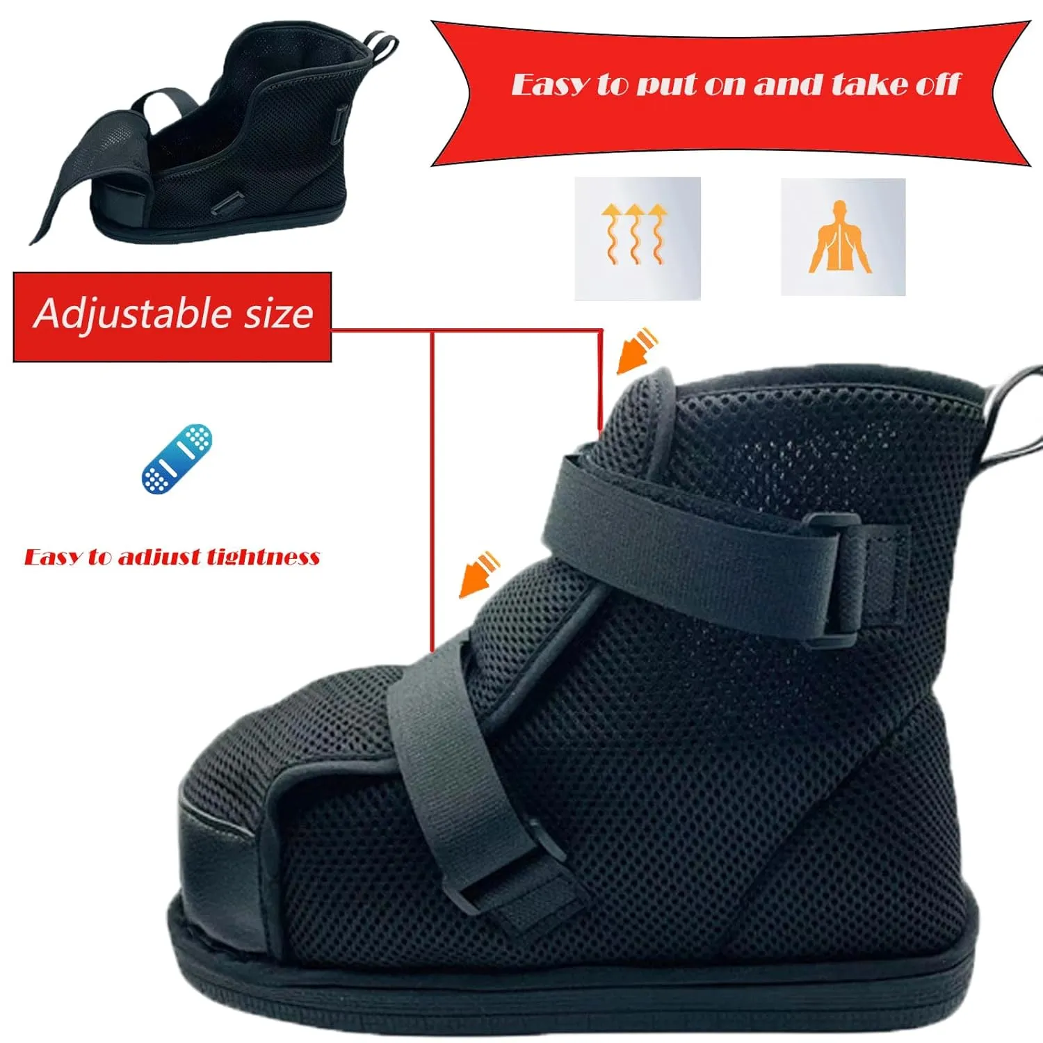 Medical boots, post-operative shoes, adjustable walking shoes orthopedic boots for foot or toe fractures, bunions or hammer toes, regardless of left or right foot(mesh-XL)