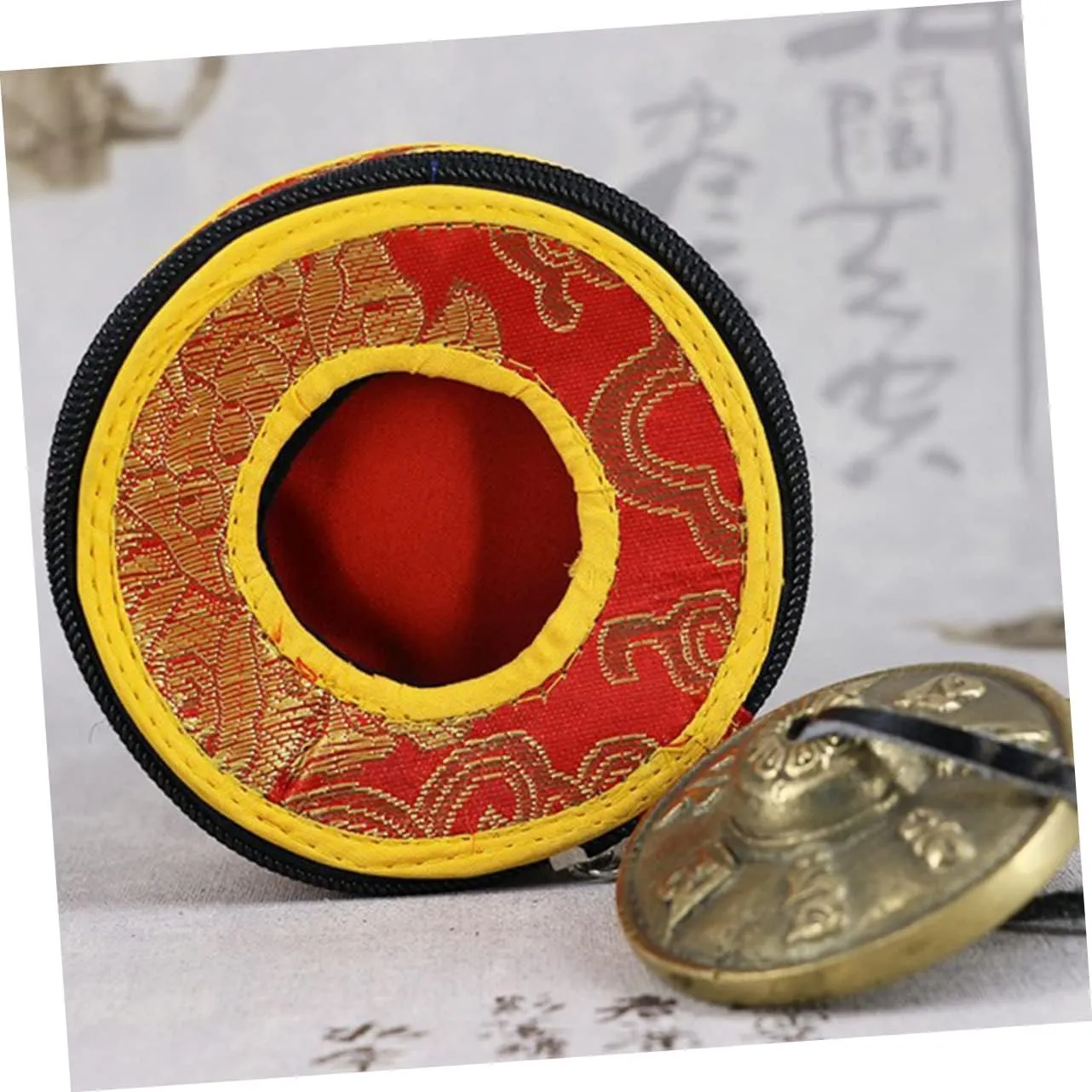 Meditation Bell Storage Case Handmade Nepalese Bell Bag for Safe Storage Durable Material Fit for Meditation Bells Craftsmanship for Buddhist and Temple Use
