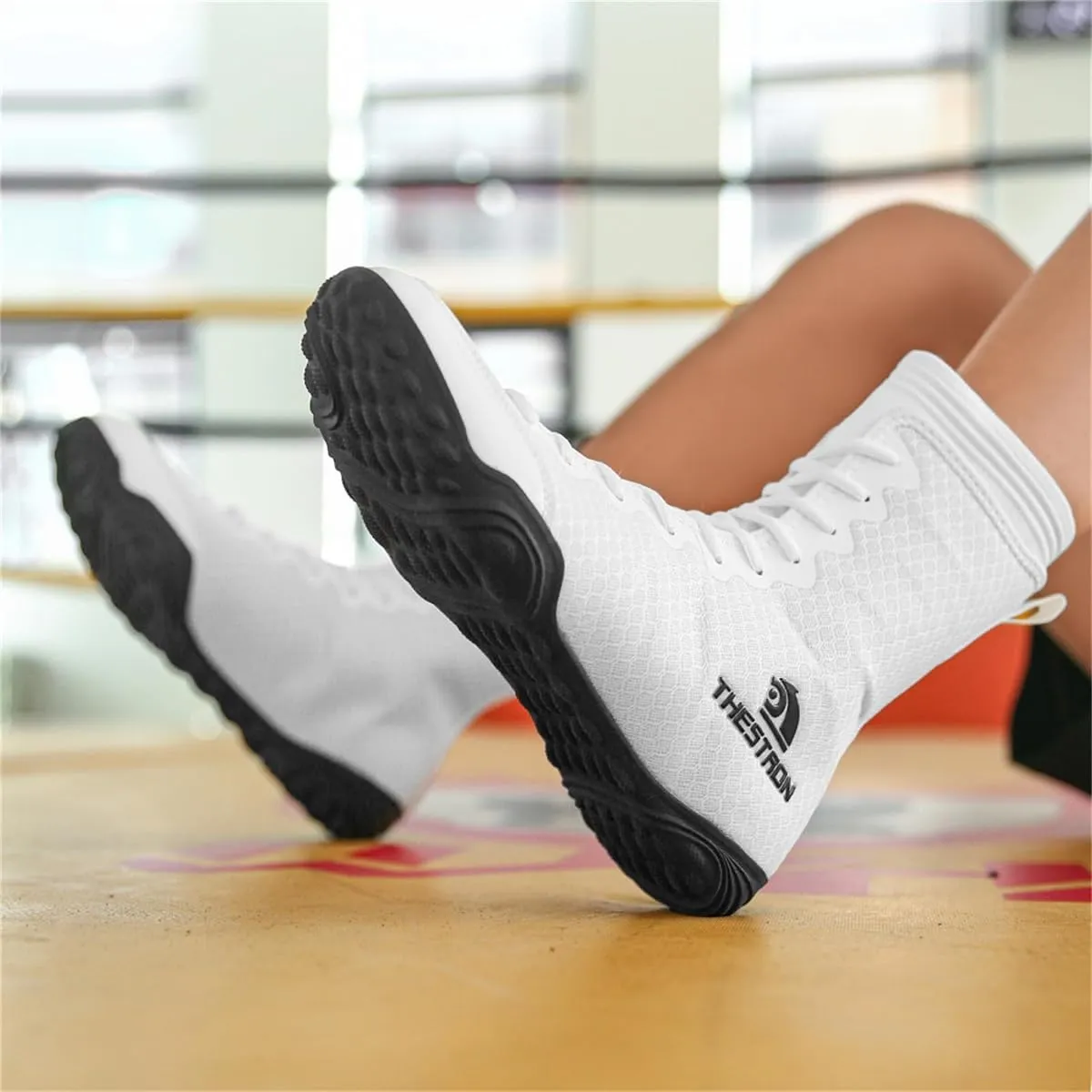 Mens Boxing Shoes Breathable Mesh Wrestling Shoes Kickboxing Sparring Boxers Trainers Sports Bodybuilding Boxing Boots