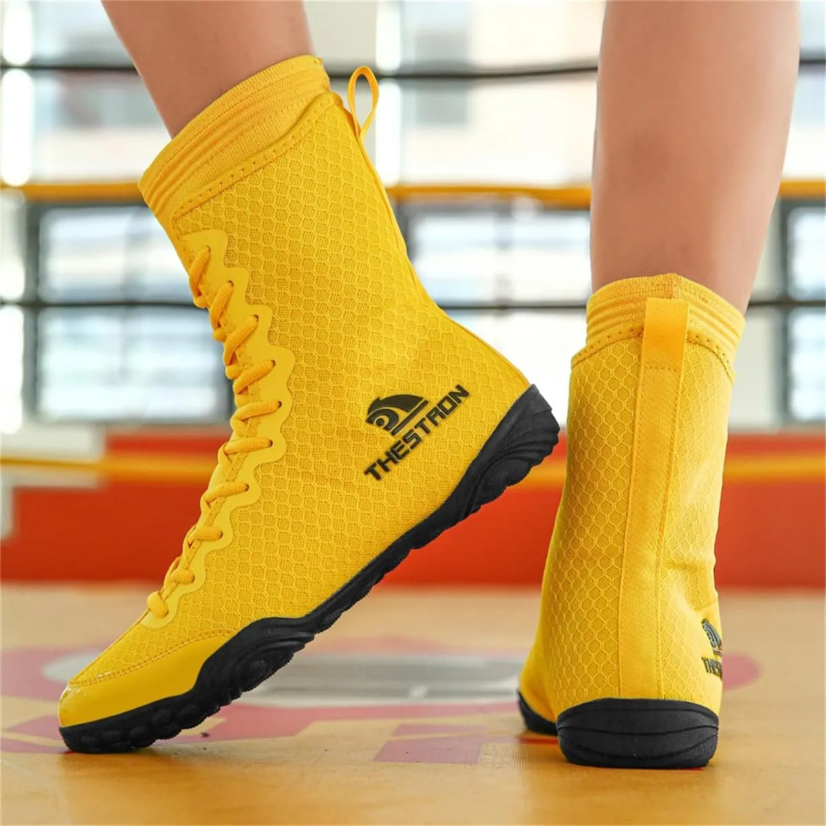 Mens Boxing Shoes Breathable Mesh Wrestling Shoes Kickboxing Sparring Boxers Trainers Sports Bodybuilding Boxing Boots