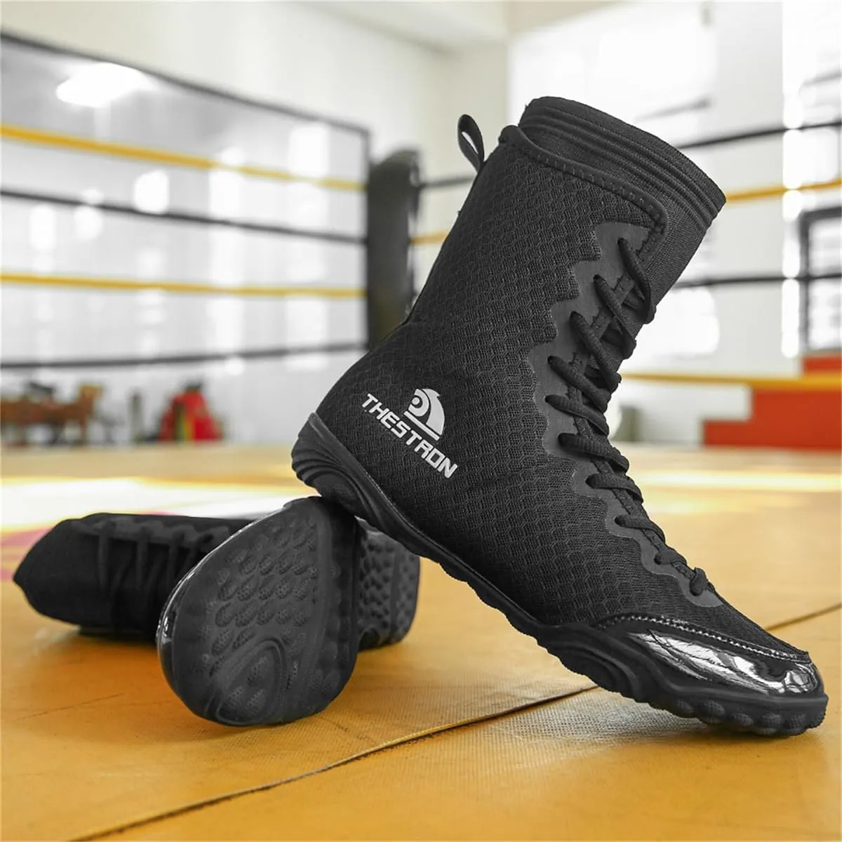 Mens Boxing Shoes Breathable Mesh Wrestling Shoes Kickboxing Sparring Boxers Trainers Sports Bodybuilding Boxing Boots