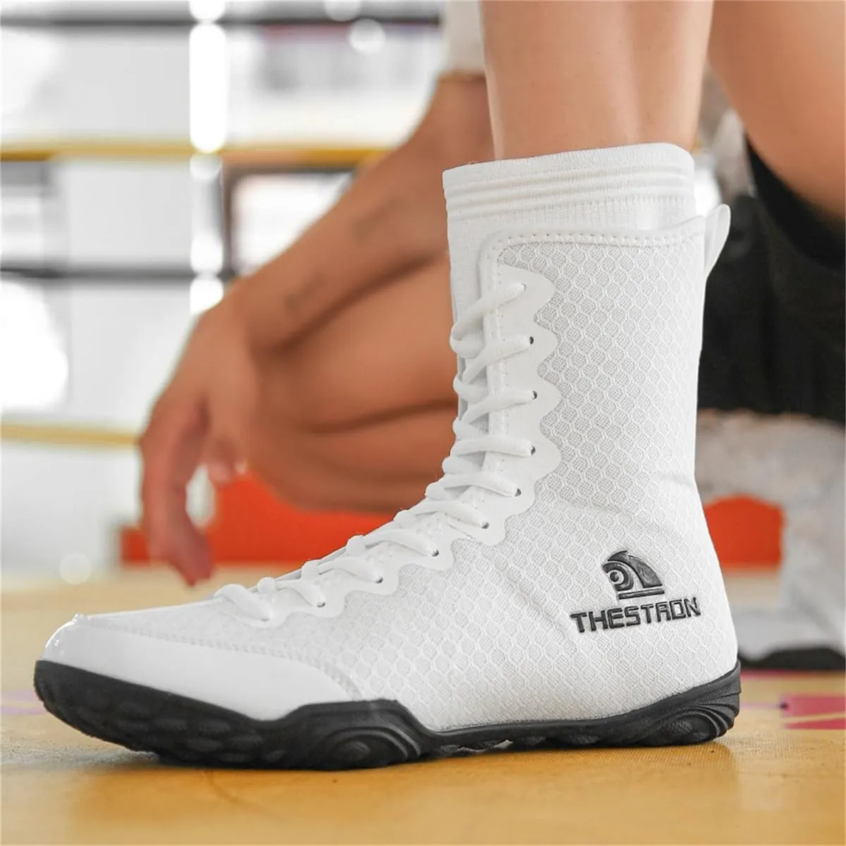 Mens Boxing Shoes Breathable Mesh Wrestling Shoes Kickboxing Sparring Boxers Trainers Sports Bodybuilding Boxing Boots