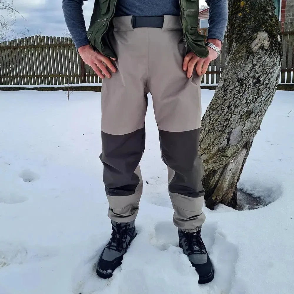 Men's Breathable Waterproof Fly Fishing Waist Waders with Reinforced Knees and Internal Pocket