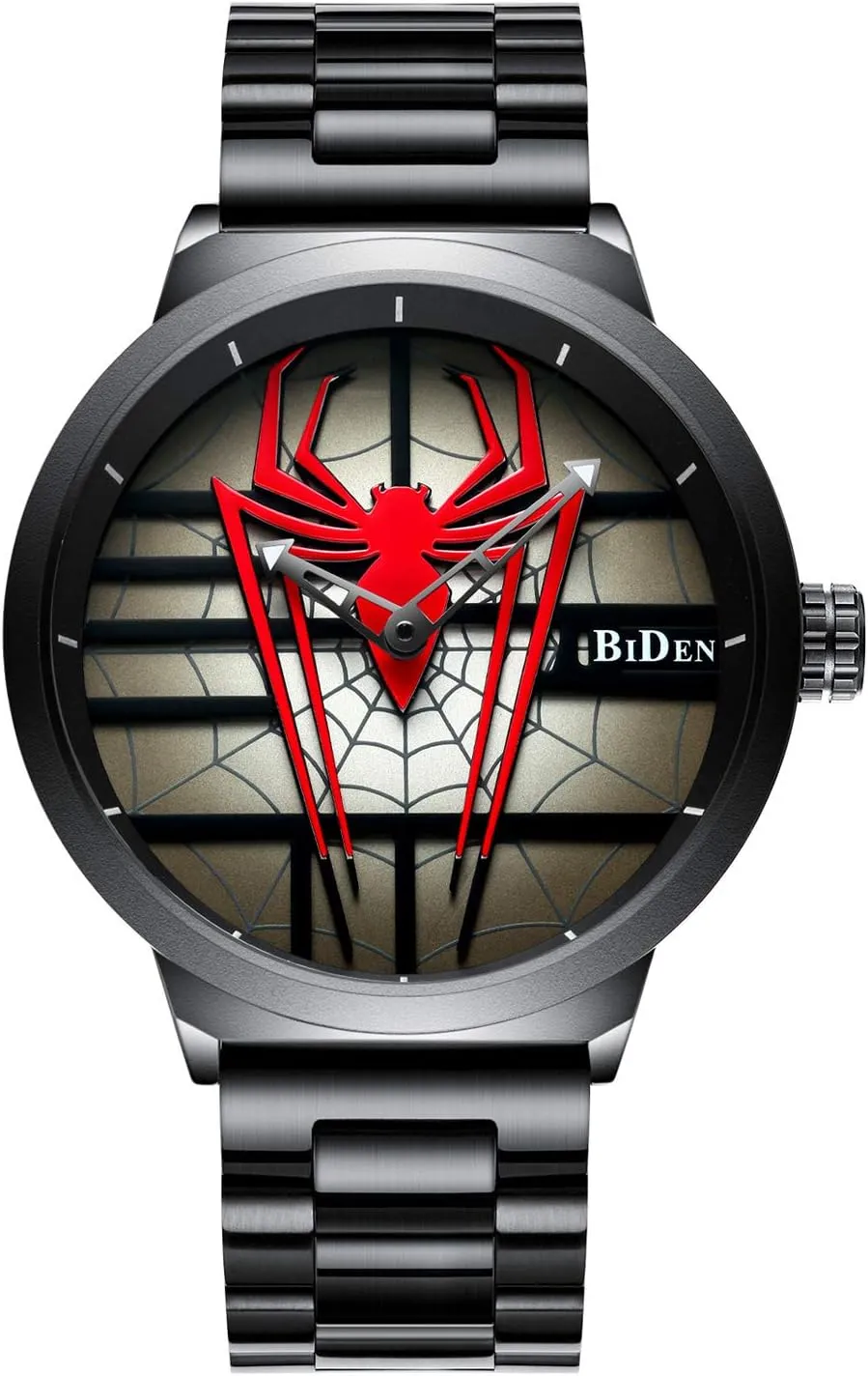 Men's Fashion Sports Watches Personality Spider Full Stainless Steel Quartz Hollow Waterproof Cool Casual Wristwatches