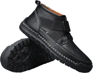 Men's Leather Strap Buckle Slip-On High Top Sneakers Boots Adjustable Fashion Handmade Non-Slip Lightweight Oxford Sneaker Boots Casual Driving Business Dress Boots
