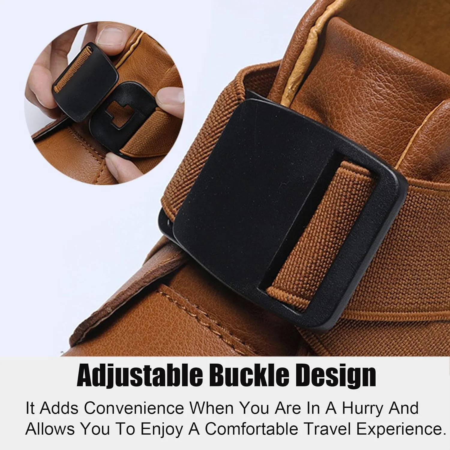 Men's Leather Strap Buckle Slip-On High Top Sneakers Boots Adjustable Fashion Handmade Non-Slip Lightweight Oxford Sneaker Boots Casual Driving Business Dress Boots