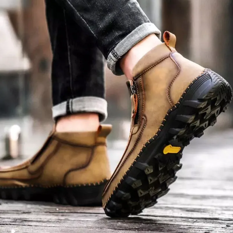 Men's Soft And Breathable Zipper Outdoor Tooling Boots