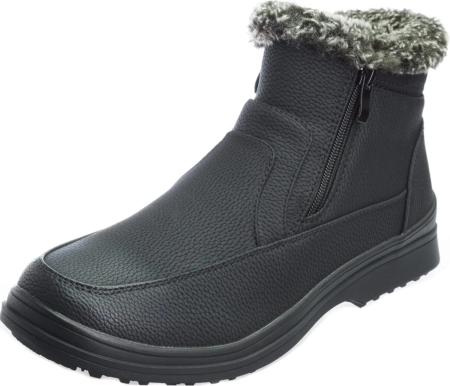 Men's Winter Boots Fur Lining Boots With Zipper Classic Style Dress-Shoes rusi02