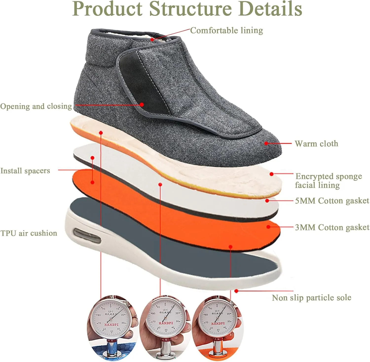 Mens Womens Wide Diabetic Shoes Slippers, Adjustable Winter Warm Boots Lightweight Elderly Walking Shoes for Swollen Feet Edema Indoor Outdoor Widening Shoes