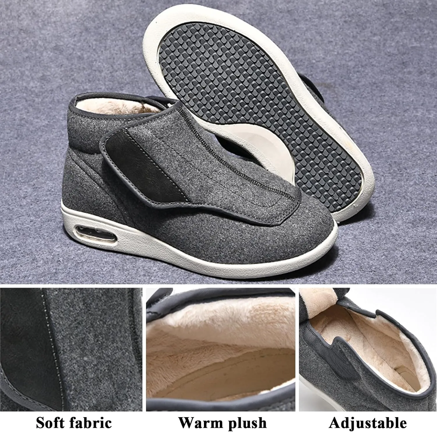 Mens Womens Wide Diabetic Shoes Slippers, Adjustable Winter Warm Boots Lightweight Elderly Walking Shoes for Swollen Feet Edema Indoor Outdoor Widening Shoes