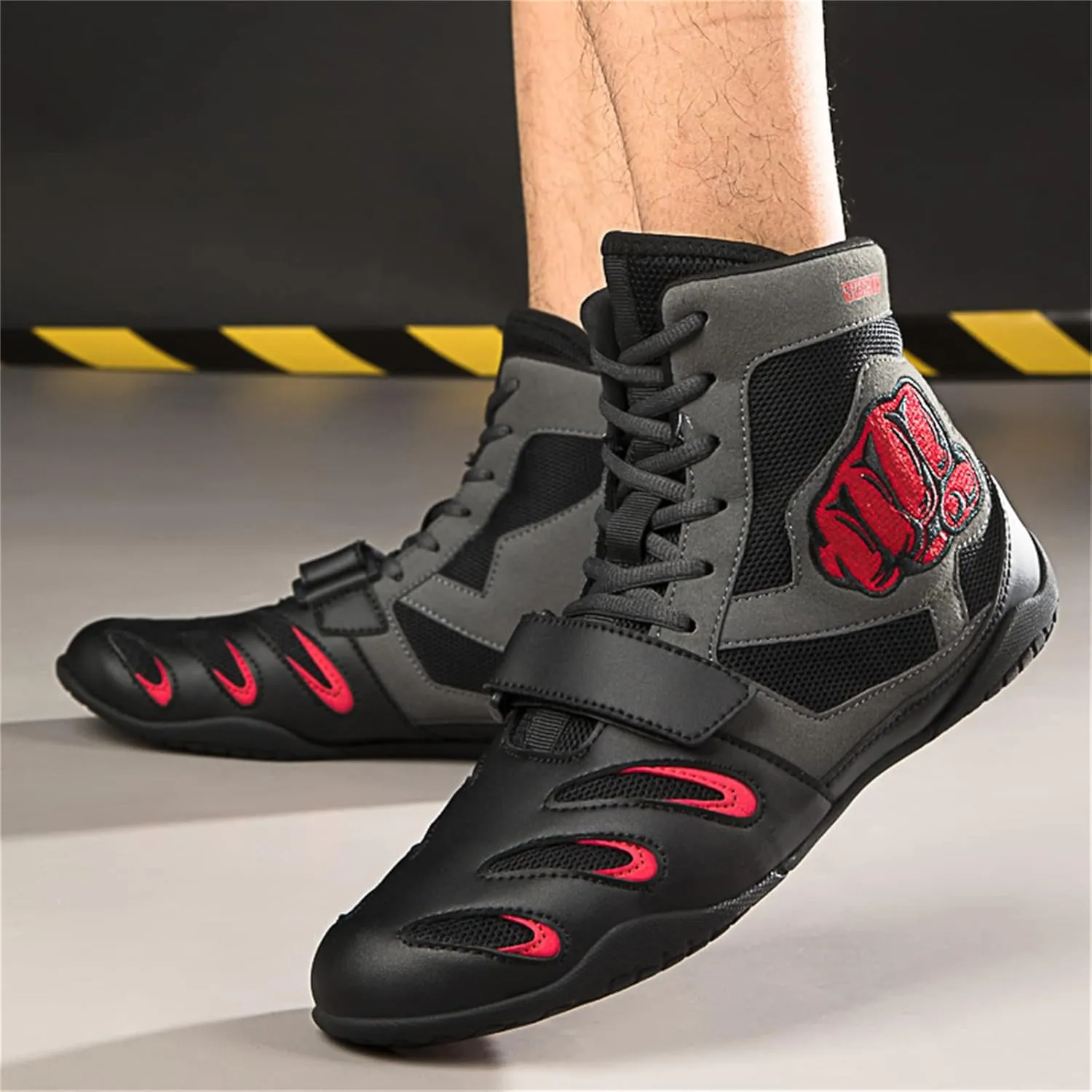 Men's Women's Wrestling Shoes Non Slip Breathable Ankle Protection Squat Boxing High top Training Boots Sports Fitness Shoes