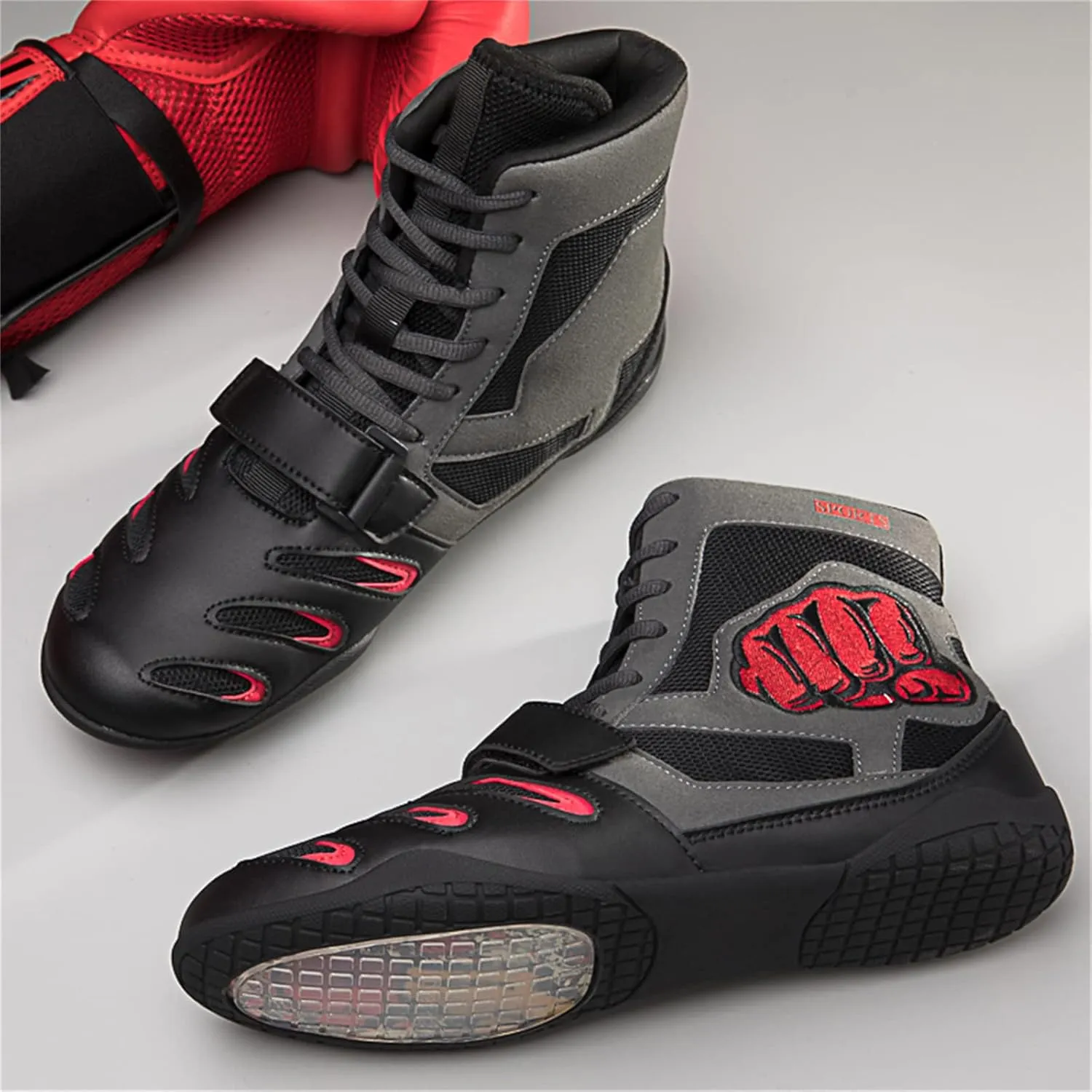 Men's Women's Wrestling Shoes Non Slip Breathable Ankle Protection Squat Boxing High top Training Boots Sports Fitness Shoes