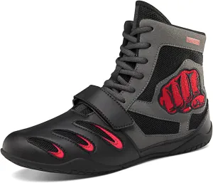 Men's Women's Wrestling Shoes Non Slip Breathable Ankle Protection Squat Boxing High top Training Boots Sports Fitness Shoes