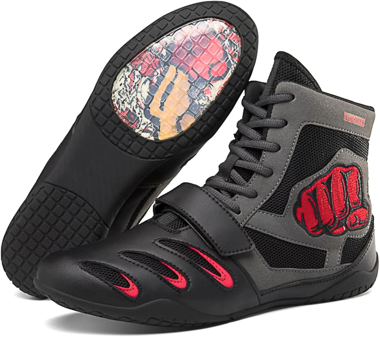Men's Women's Wrestling Shoes Non Slip Breathable Ankle Protection Squat Boxing High top Training Boots Sports Fitness Shoes