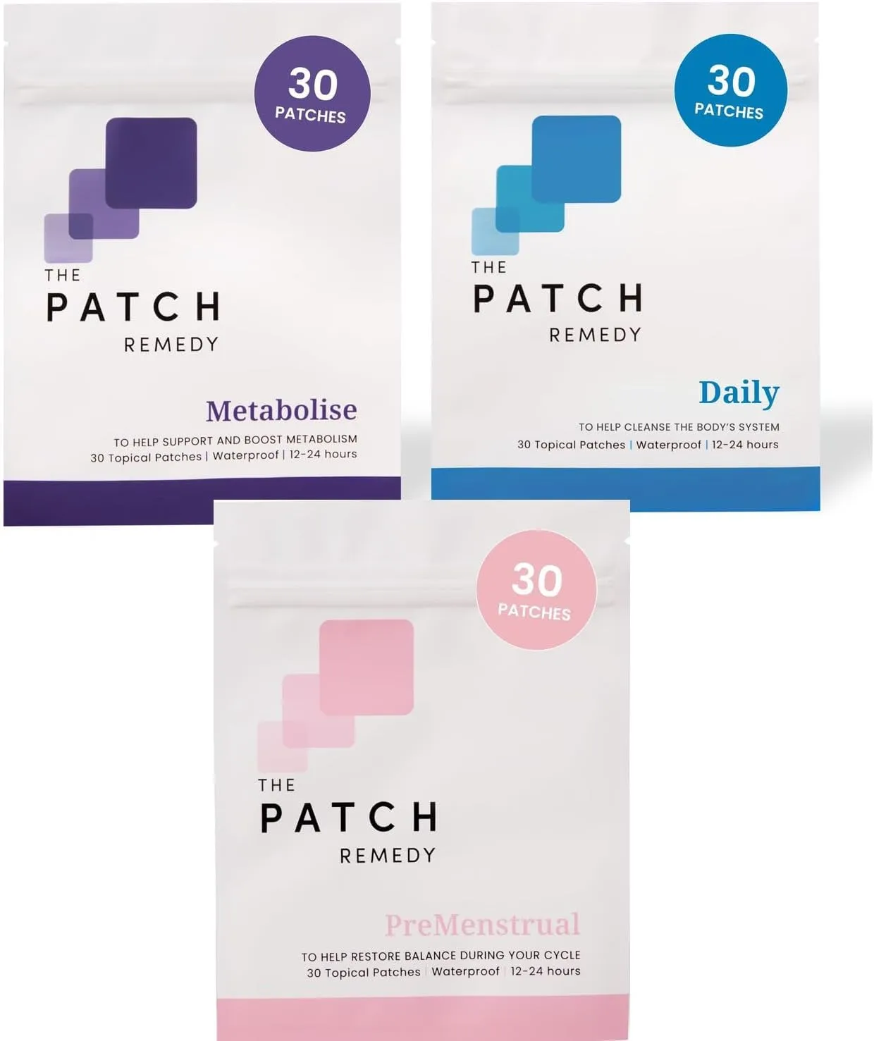 Metabolise, Cleanse & PreMenstrual Patches for Women - Period Patch with Cleansing Daily Patch & Metabolize Energy Patch Bundle