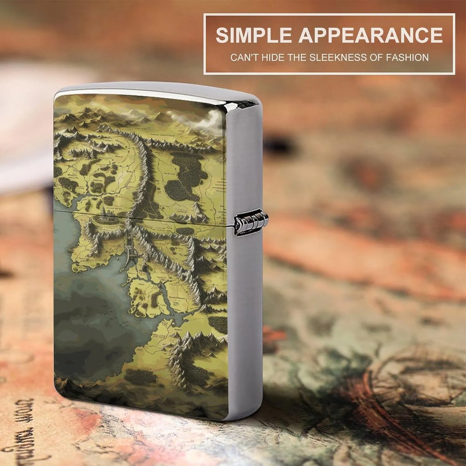 Middle Earth Map Lighter Case Fashionable Pocket Lighter Holder, Durable Protective Cover for Lighters