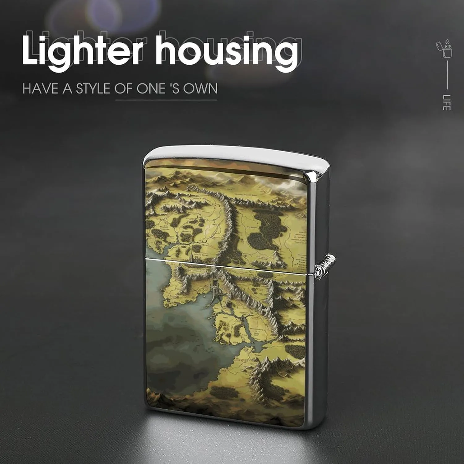 Middle Earth Map Lighter Case Fashionable Pocket Lighter Holder, Durable Protective Cover for Lighters
