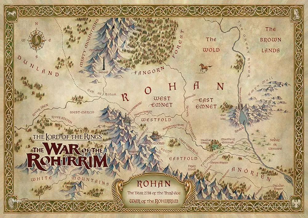 MIGHTYPRINT The Lord of the Rings – War of the Rohirrim – Rohan's Map - Durable 24” x 17 Wall Art – NOT Made of Paper – Officially Licensed Collectible